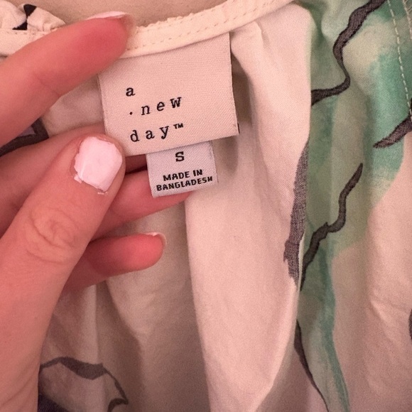 Women's Flutter Short Sleeve Mini Poplin Dress - A New Day™ White/Purple Floral - Picture 5 of 6